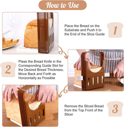 Zerodis Bread Slicer, Foldable Kitchen Tools with 4 Thickness for Homemade Bread