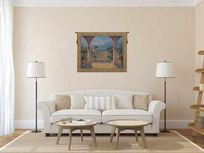 Lakeside Vineyard Belgian Tapestry Wall Hanging - 82 in. x 64 in. Cotton/Viscose/Polyester by Robert Pejman