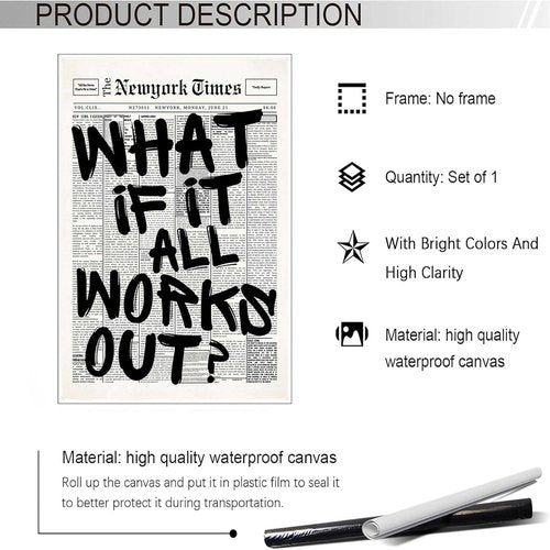 Drimiler Retro Black And White Newspaper Poster - Positive Affirming Quote Canvas Wall Art | 8x12in Unframed