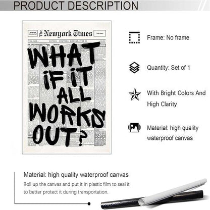 Drimiler Retro Black And White Newspaper Poster - Positive Affirming Quote Canvas Wall Art | 8x12in Unframed