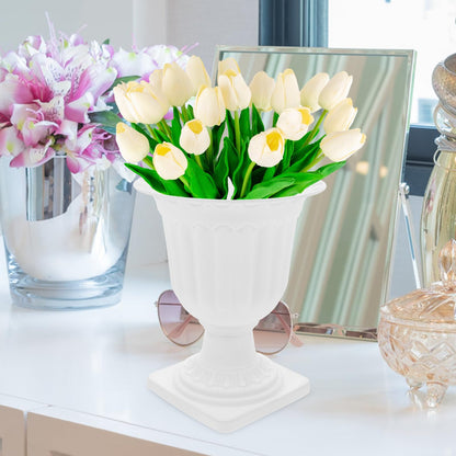 Abaodam 2pcs Urn Planter Flowerpot Flower Stand for Wedding Flower Pots Indoor Front Door Decorations Pots for Plants Tall Planter Outdoor Vase White, 6.7X5.5X5.5in
