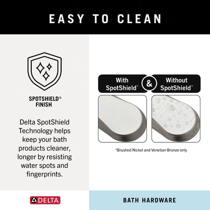 Delta Porter (1-Pack) Towel Hooks SpotShield Brushed Nickel Double J, Wall Mounted, Robes Holder Bathroom Accessories PTR35-BN
