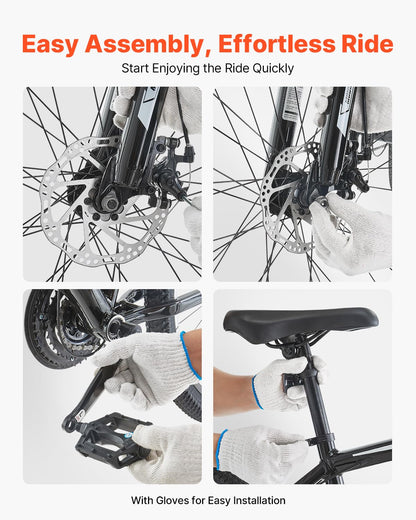 VEVOR Mountain Bike, 29 inch MTB Bicycle with Front Suspension, 21 Speeds Shimano Twist Shifting, Dual Disc Brakes, Aluminum Alloy Frame, for Men/Women