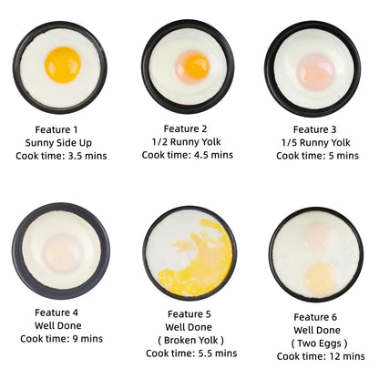 Hyvance Smart Fried Egg Cooker, Automatic Fried Egg Maker for 6 Features like Sunny Side Up, Over Easy, Fully Cooked & More. Auto Power Off, Alarm, Round Shape, Non Stick Coating (Black)