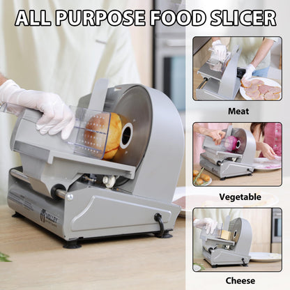 Valley Sportsman Meat Slicer Machine for Home - Electric Food Slicer with 7.5" Stainless Steel Blade, Adjustable Thickness Deli Slicer Cuts Meat, Bread, Cheese, Easy to Clean, Sliver