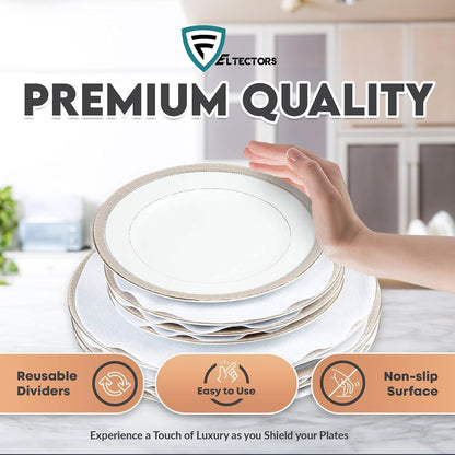 Felt Plate China Storage Dividers Dish Protectors (WHITE, 48 LARGE)