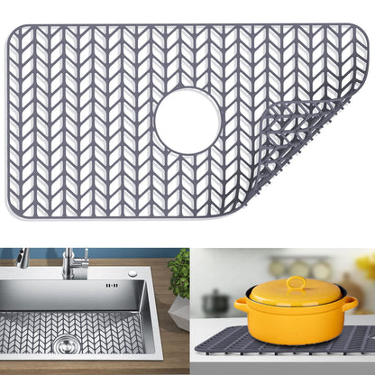 JIUBAR Sink protectors for kitchen sink |12"13"16"18"19"24"26"28"29"30"silicone sink mat| Silicone Kitchen Sink Mat Grid for Bottom of Farmhouse Stainless Steel Porcelain Sink(26"x 14" Center Gray)