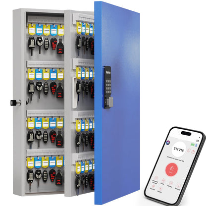 WeHere 192-Key Smart Key Lock Box, Wall-Mount Key Cabinet with Key Management App(Track Key Borrow/Return), Keypad, Bluetooth & WiFi Unlock (Sold Separately) for Commercial, School, Rental, Office