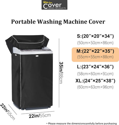Portable Washing Machine Cover, Top Load Washer Dryer Cover, Waterproof Full-Automatic/Wheel Cover (22"22"35")