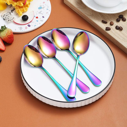Berglander Rainbow Teaspoons Set of 4, 6.5" Stainless Steel Titanium Plating, Colorful Easy To Clean Silverware