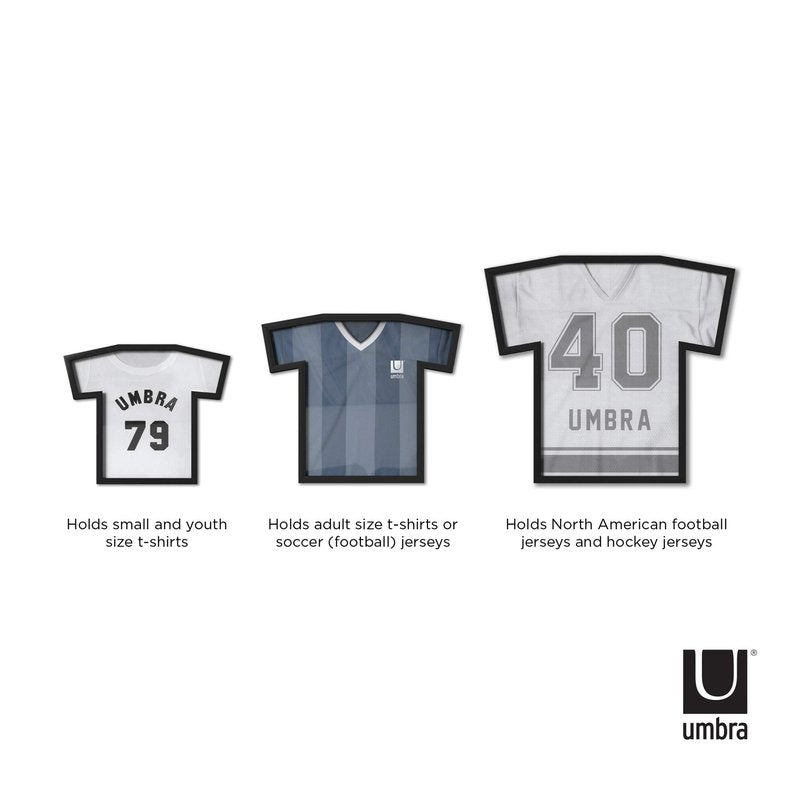 Umbra T-Frame, Unique T-Shirt Display Case to Showcase Adult Sized T-Shirts (Small to Large), Black