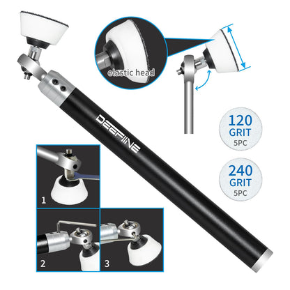 DEEFIINE Carbide Tip Wood Lathe Turning Tool set With Bowl Sander, Lathe Roughing and Finishing Hollowing Tool Interchangeable Aluminum Alloy Handle with 4pcs Carbide Inserts For Woodturning（Black）