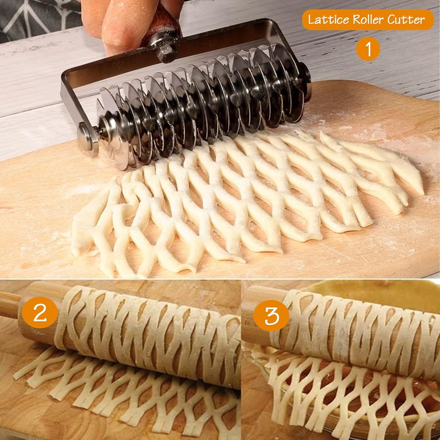 Stainless Steel Lattice Roller Cutter - Dough Baking Tool for Cookie, Pie, Pizza, Household Time-Saver