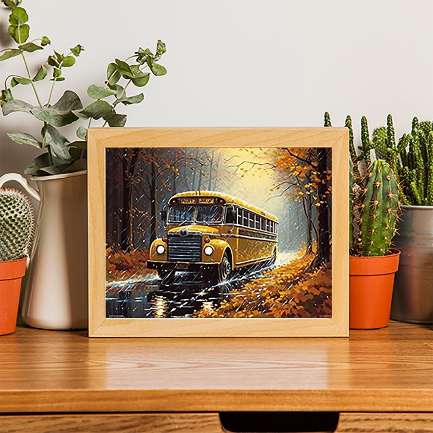 EATUKYIC Diamond Art Painting Kit for Adults School Bus Track Bus by Number Kits Gem Art Wall Home Decor 12x16inches/30x40cm