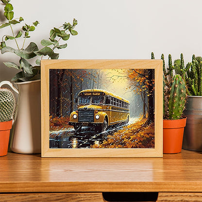 EATUKYIC Diamond Art Painting Kit for Adults School Bus Track Bus by Number Kits Gem Art Wall Home Decor 12x16inches/30x40cm