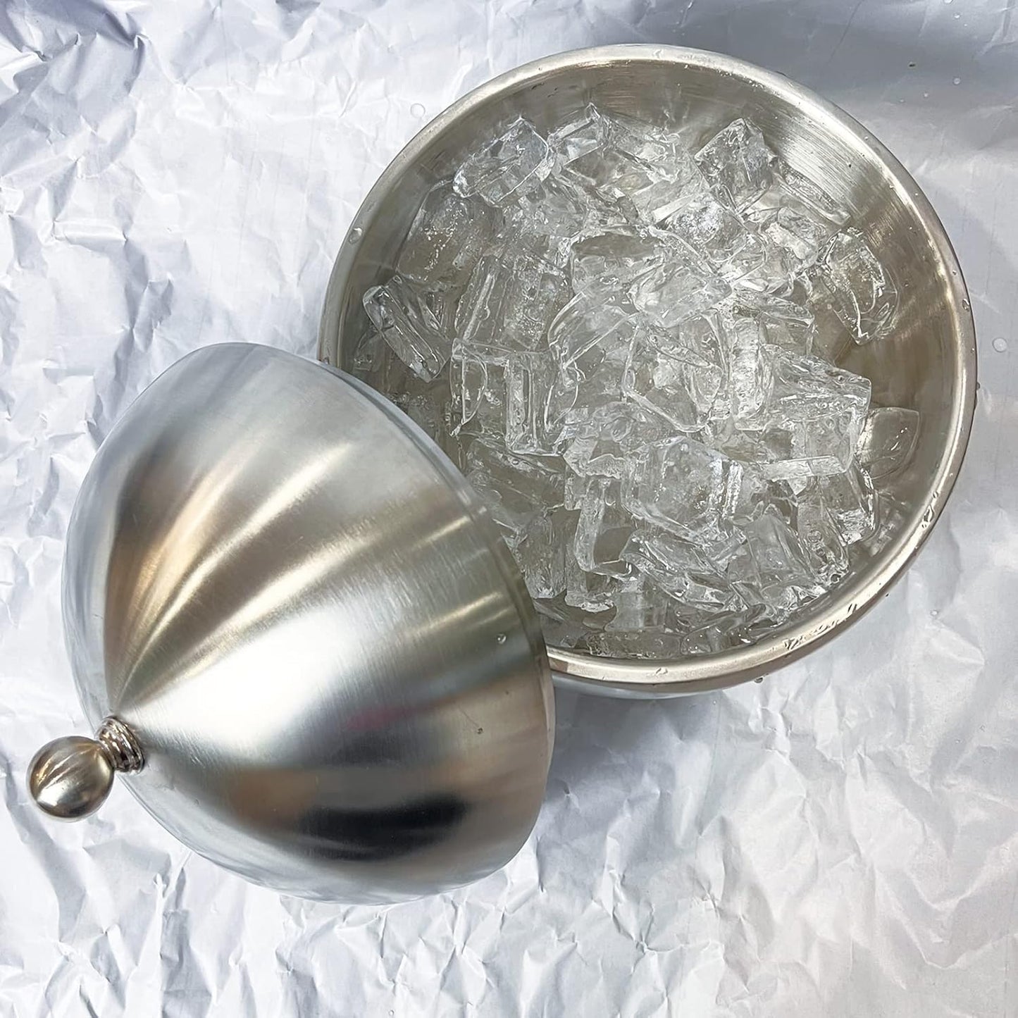 Ice Bucket with Lid Double Insulation Stainless Steel Ice Container Storage Box Household Kitchen Barrel Restaurant Bar Tableware Accessories