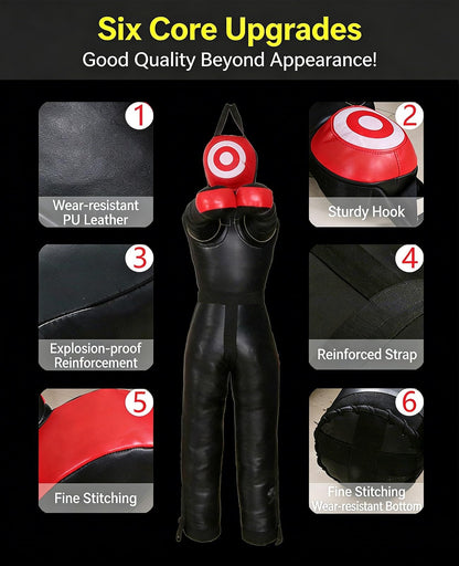 Hanging Grappling Dummy, Martial Arts Doll, MMA Wrestling Dummy, Durable Canvas Fabrics, Standing Sitting Laying Throwing, for Boxing Karate Training UNFILLED(160cm)