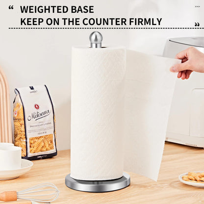Paper Towel Holder Countertop, Paper Towel Holder with Solid Weighted Base, for Standard and Large Size Rolls
