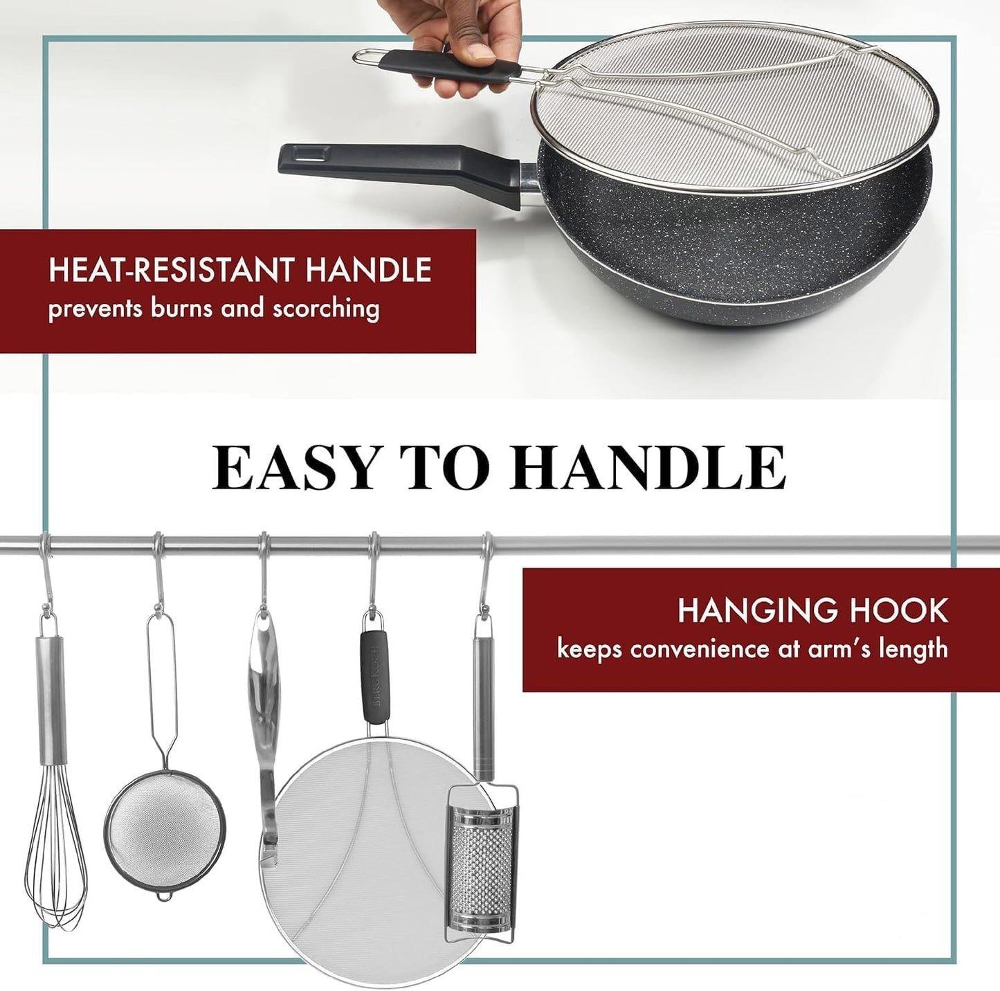 Stainless Steel Grease Splatter Guard, Fine Mesh Cover, Grease & Oil, Splatter Screen for Frying Pan, Cooking Pots, with Comfort Grip Handles (9.5/11.5/13 inches)