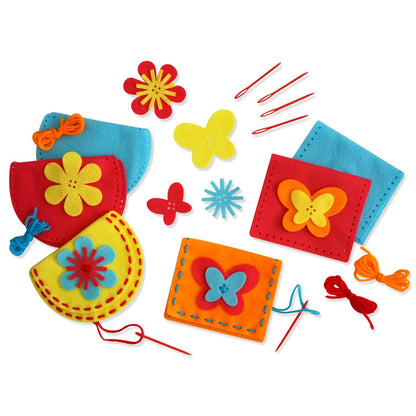 Serabeena Sew Your Own Purses - Sewing Kit for Kids - Felt Crafts for Kids - Sewing Ages 4-8 Plus - Felt Kit - Helps Develop Fine Motor Skills - DIY Kits with 6 Purses & Accessories