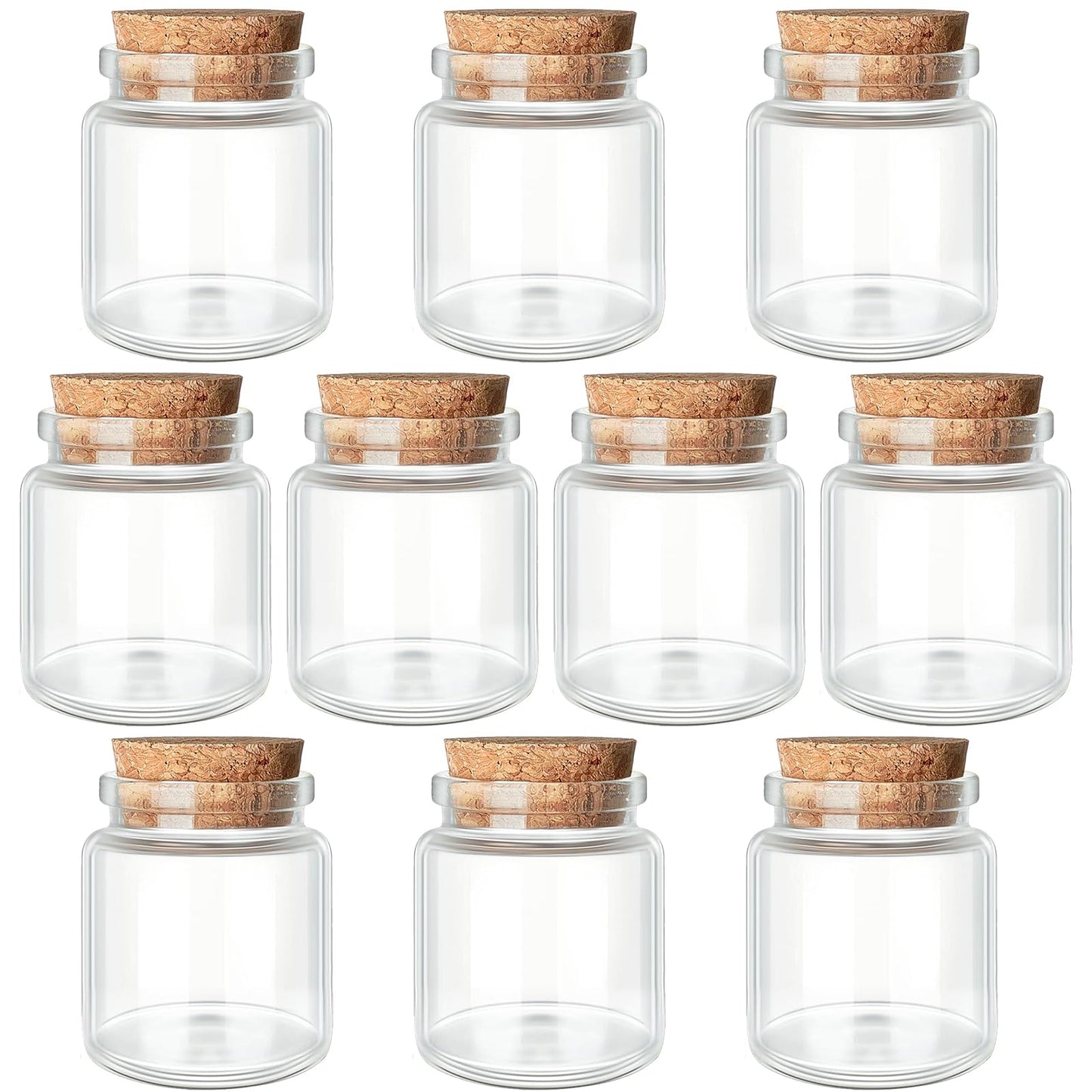 50ml / 1.69 oz. 10pcs Mini Glass Bottles with Cork, Small Glass Jars, Potion Bottles, Glass Vials, Message in a Bottle, Spell Jars with Cork Lids for Display Party Favors DIY Decoration Wedding Gift