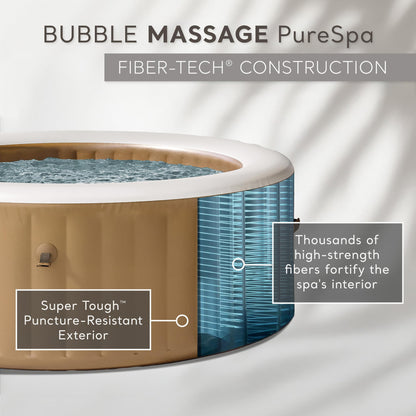 Intex PureSpa 6 Person Bubble Massage Inflatable Hot Tub Spa Set, Sahara Tan - Portable Outdoor Spa Plus Water Heater Pump, Foam Cover, Dispenser Ball
