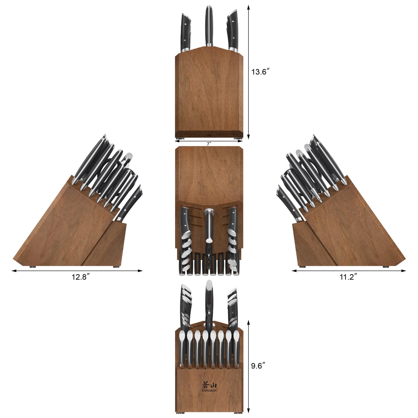 Cangshan HELENA Series German Steel Forged Knife Block Set (23-Piece, Black)