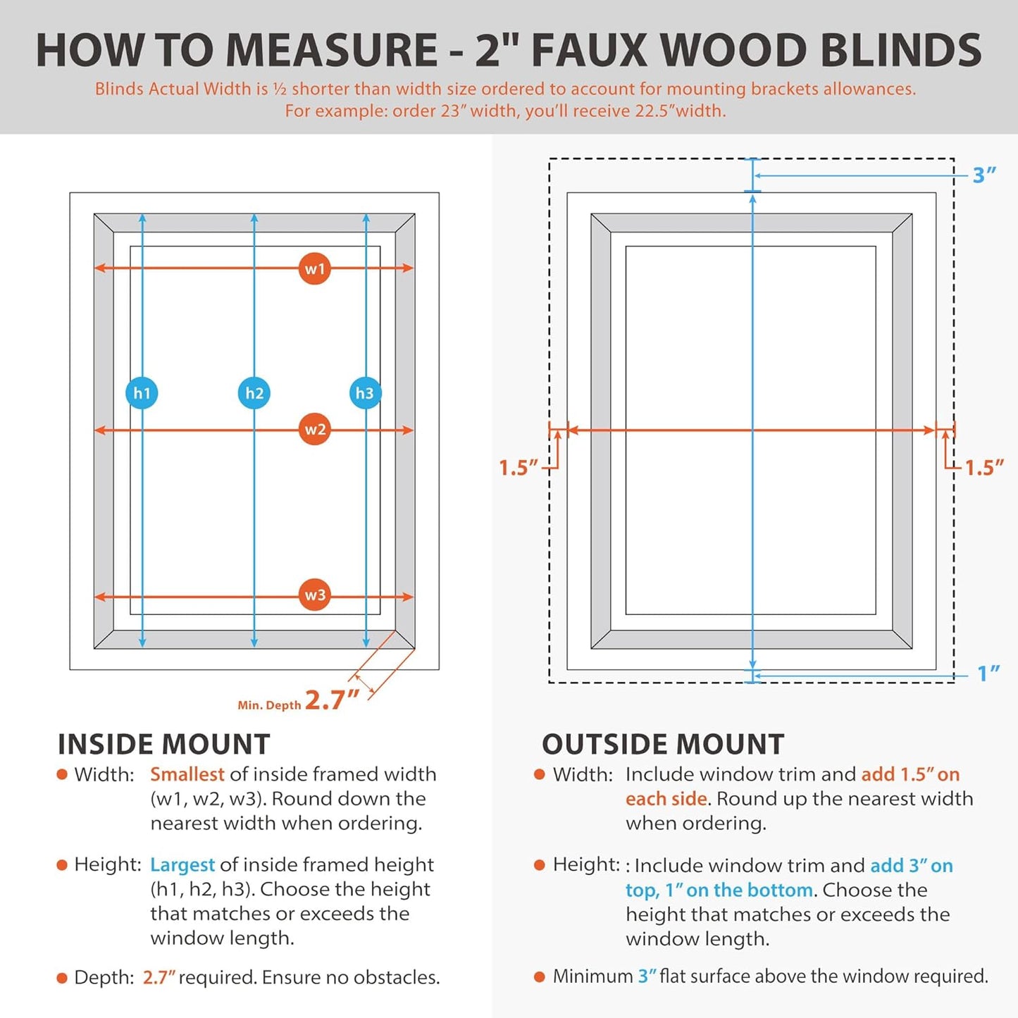 DEZ FURNISHINGS 2" Cordless Faux Wood Blind, Dark Oak, 33" W x 64" H