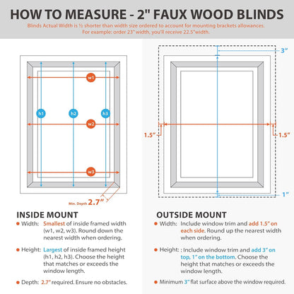 DEZ FURNISHINGS 2" Cordless Faux Wood Blind, Dark Oak, 33" W x 64" H