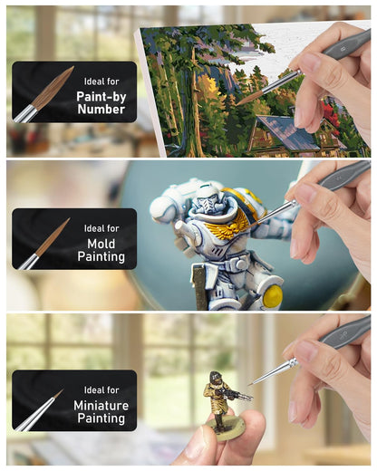 Nicpro Kolinsky Sable Miniature Paint Brushes, 11PCS Fine Detail Paint Brushes for Acrylic Watercolor, Models, Small Fine Detail Paint Brush Set for Mini Paints - Thin Artist Kit with Nylon Holder