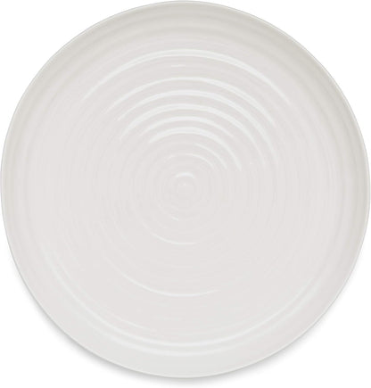 Portmeirion Sophie Conran 12 Inch Round Platter | White Porcelain Serving Tray for Appetizers, Snacks, Sandwiches