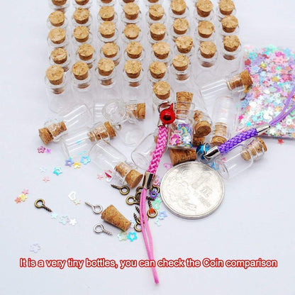 Healthcom 0.5ML Cork Bottles Vials Clear Glass Bottles Mini Tiny Jars Bottles With Corks Miniature Glass Bottle With Cork Empty Sample Jars Small,100 Botlles + 100 Screws