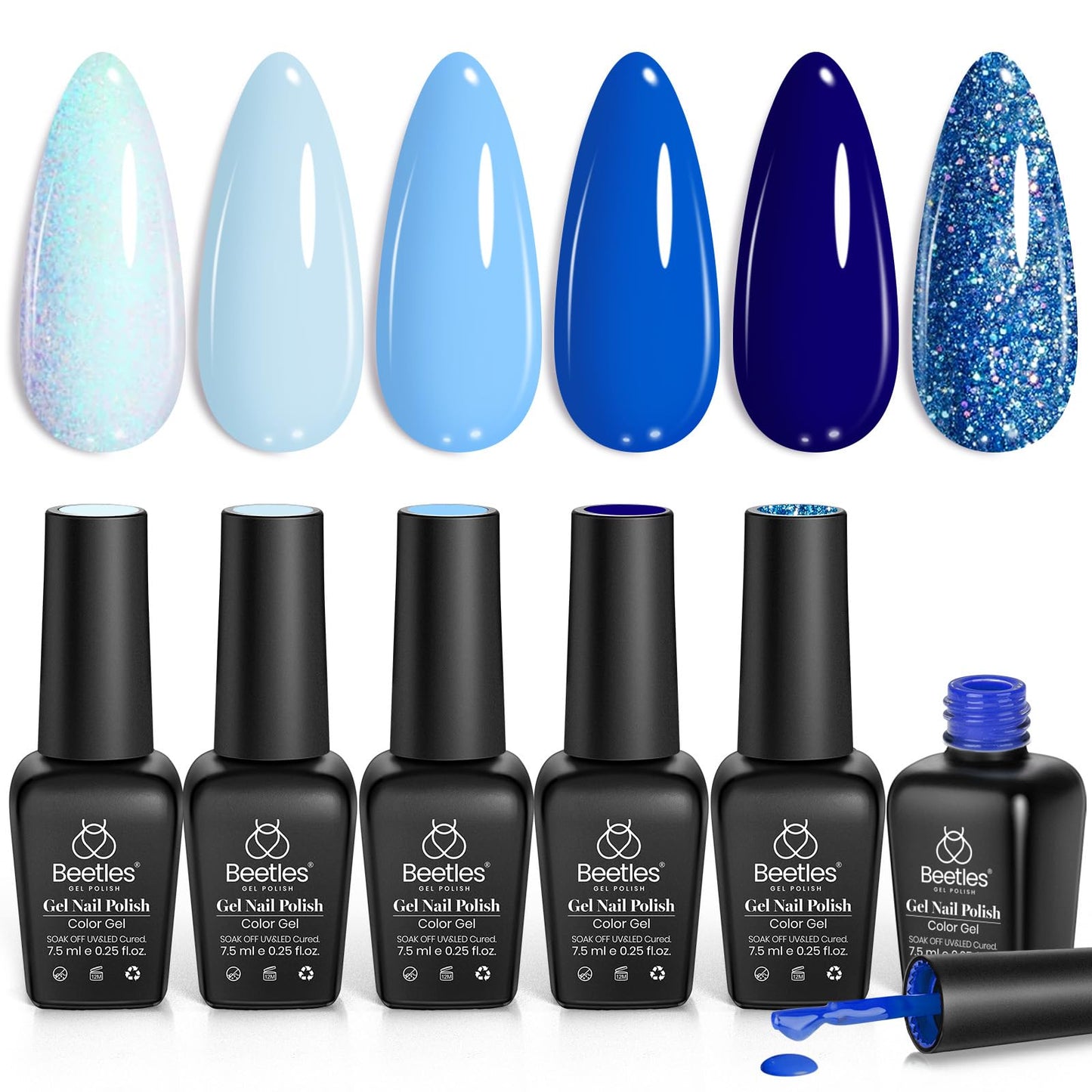Beetles Jelly Gel Nail Polish Set, 6 Colors Milky White Nude Pink Brown Sheer Gel Polish Kit Nail Concealer Translucent Effect Soak Off Uv French Nail Art Gift for Women Ultimate Monochrome Collection