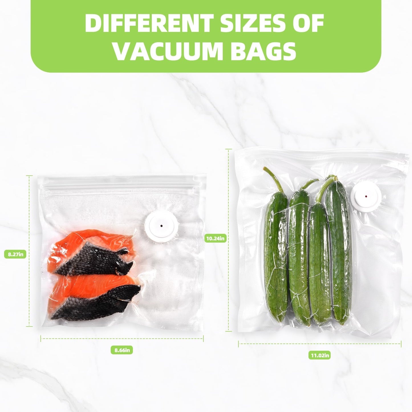 Reusable Vacuum Sealer Bags for Food, 20 BPA-Free Medium (8 x 8in) Food Storage Bags, Freezer, Odor-Resistant, Leak-Proof, Compatible with Vacuum Sealers