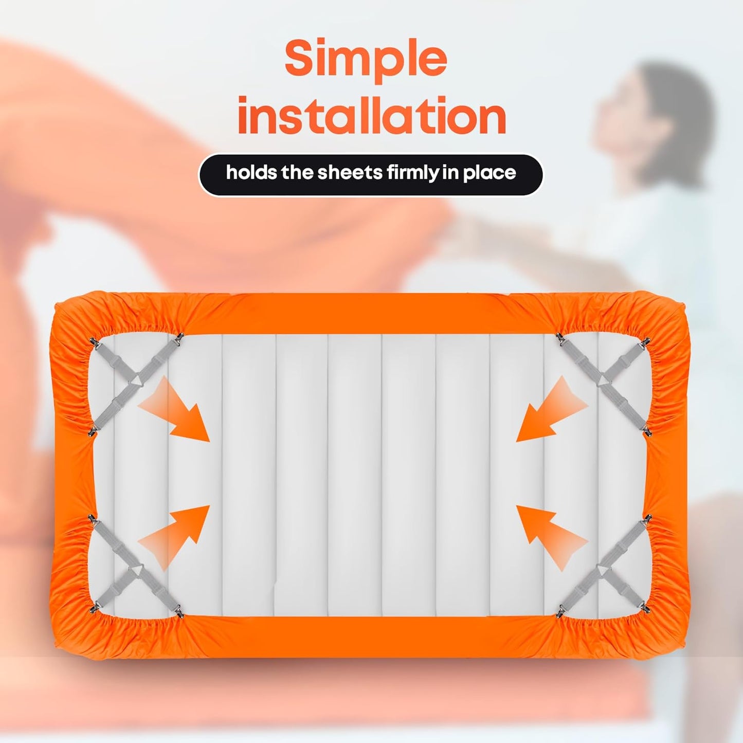 5 STARS UNITED Bed Sheet Straps Set | Adjustable Elastic Fasteners with Metal Clips | Easy to Use Sheet Holders for