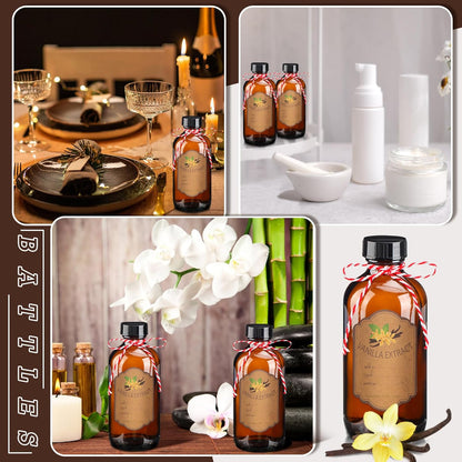 12 Pack 8 oz (8 oz) ProSuites Amber Vanilla Extract Bottles Vanilla Glass Bottles for Vanilla Extract Homemade Amber