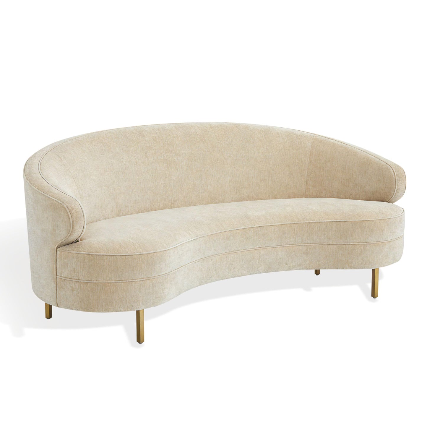 SAFAVIEH Couture - Primrose Curved Sofa - Taupe Chenille Upholstery - Ideal for Living Room, Family Room, 89.4" W x 44" D x 33" H (SFV4715F)