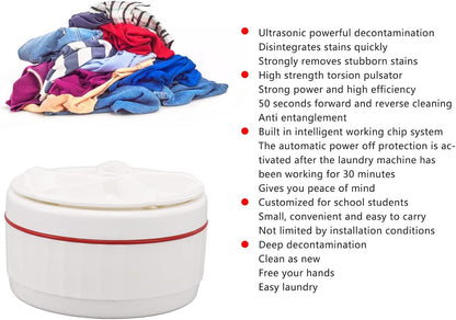 Portable Ultrasonic Washing Machine, 27W Ultrasonic Washer for Travelling, Business Trip, Camping