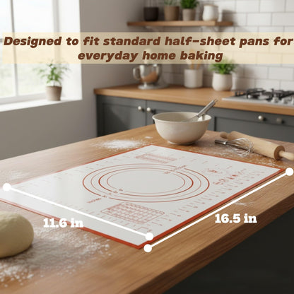 Silicone Baking Mat, Non-Stick Pastry & Dough Mat with Guides, Half Sheet Silicone Mat for Baking & Kitchen Counter, Baking Supplies, 11"x16" (Pack of 4)