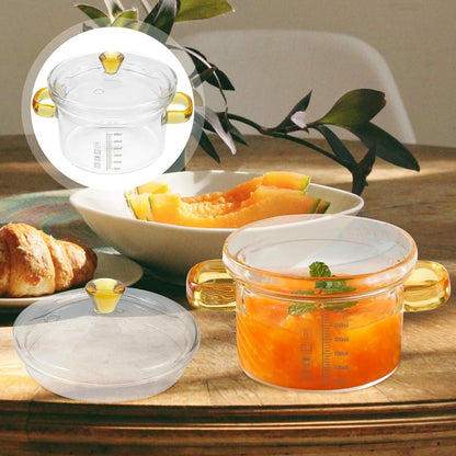 CALLARON Glass Saucepan, 300ml Stovetop Milk Butter Warmer with Cover and Dual Handle