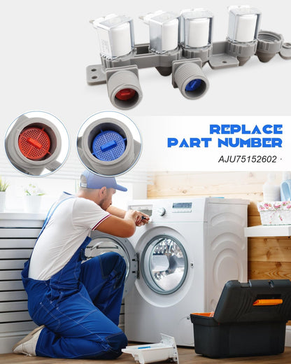 Washer Inlet Valve Assembly for LG Models WT7100CW WT7300CV WT7300CW WT7800CV WT7305CV (Replaces AJU75152602)