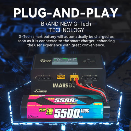 Gens Ace IMARS D300 G-Tech Smart Dual Lipo Charger 16A AC 300W DC 700W Lipo Charge（Black）