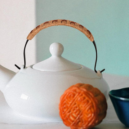 Luxshiny Rattan Metal Handle - Replacement for Ceramic Pot Teapot Whistling Kettle Grip
