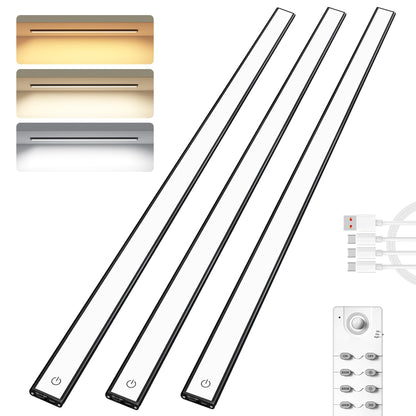 Under Cabinet Lighting,276 LED Wireless Motion Sensor Light Indoor, Rechargeable Closet Lights Battery Operated,Dimmable & 3 Color Temps,Magnetic Under Counter Lights for Kitchen, Closet (80CM,3Pack)