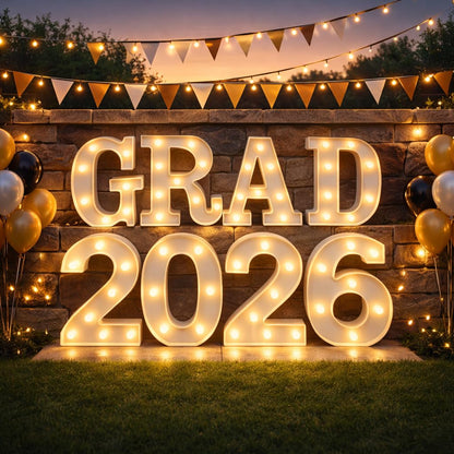 SANANT Graduation Class of 2026 Decorations, 8 LED Marquee Light Up Letters “GRAD 2026” for Graduation Party Decor, 2026 Graduation Decorations Party Supplies