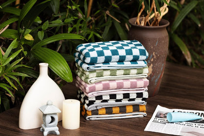 Madi-Cadi Hand Towels 5 Pack - Cotton Face Towels Soft, Absorbent, and Decorative Checkered Design for Bathroom, Kitchen, Gym, and Spa - 13 x 29 Inches for Any Occasion
