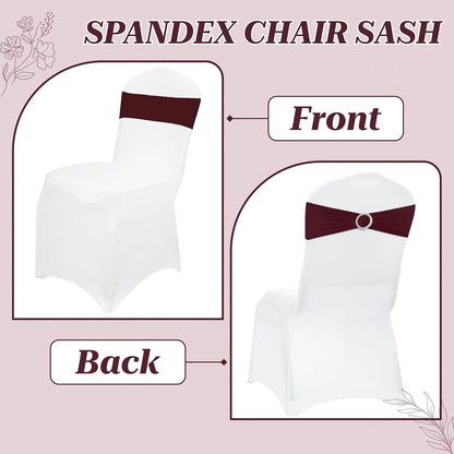 MDS Spandex Chair Sashes - Universal Fit Elastic Stretch Bows with Buckle Slider | 250 Pack - Burgundy