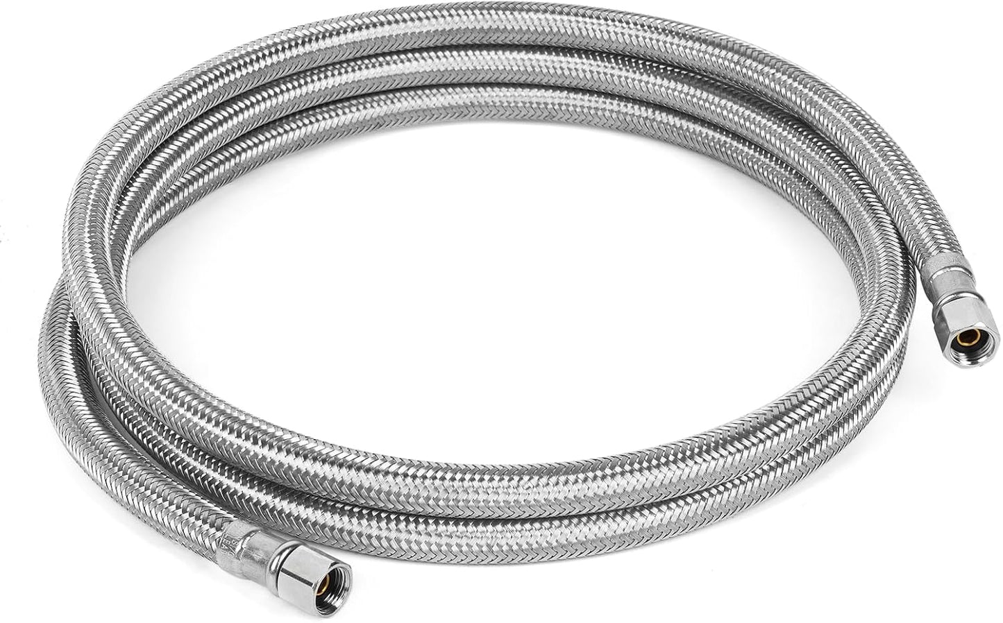 JUWO 6 FT Refrigerator Water Line, 1/4 Inch Compression Stainless Steel Hose Connector for Small Residences