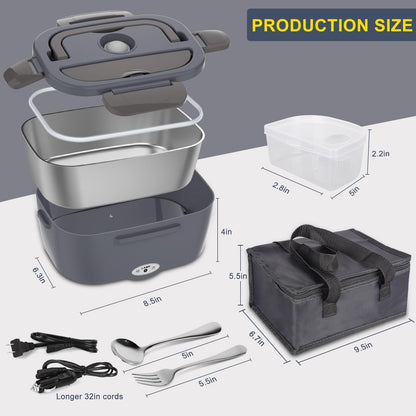 Carsolt Electric Lunch Box Food Heater for Adults 80W Portable Food Warmer for Car/Home 1.5L Heated Lunch Box for Adults, 12V/24V/110V Loncheras para Hombres de Trabajo lonchera eléctrica portátil