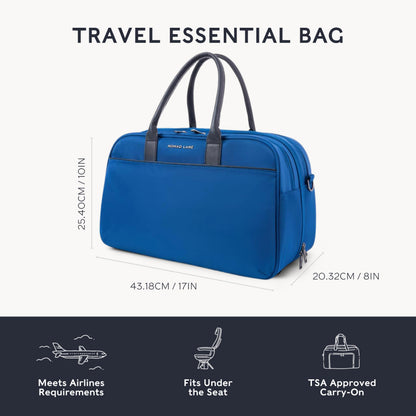 Nomad Lane Carry-On Luggage Duffel Bag, Durable & Lightweight Suitcase. Bento Bag, Personal Item Weekender Travel Bag for Men & Women, Aegean Blue